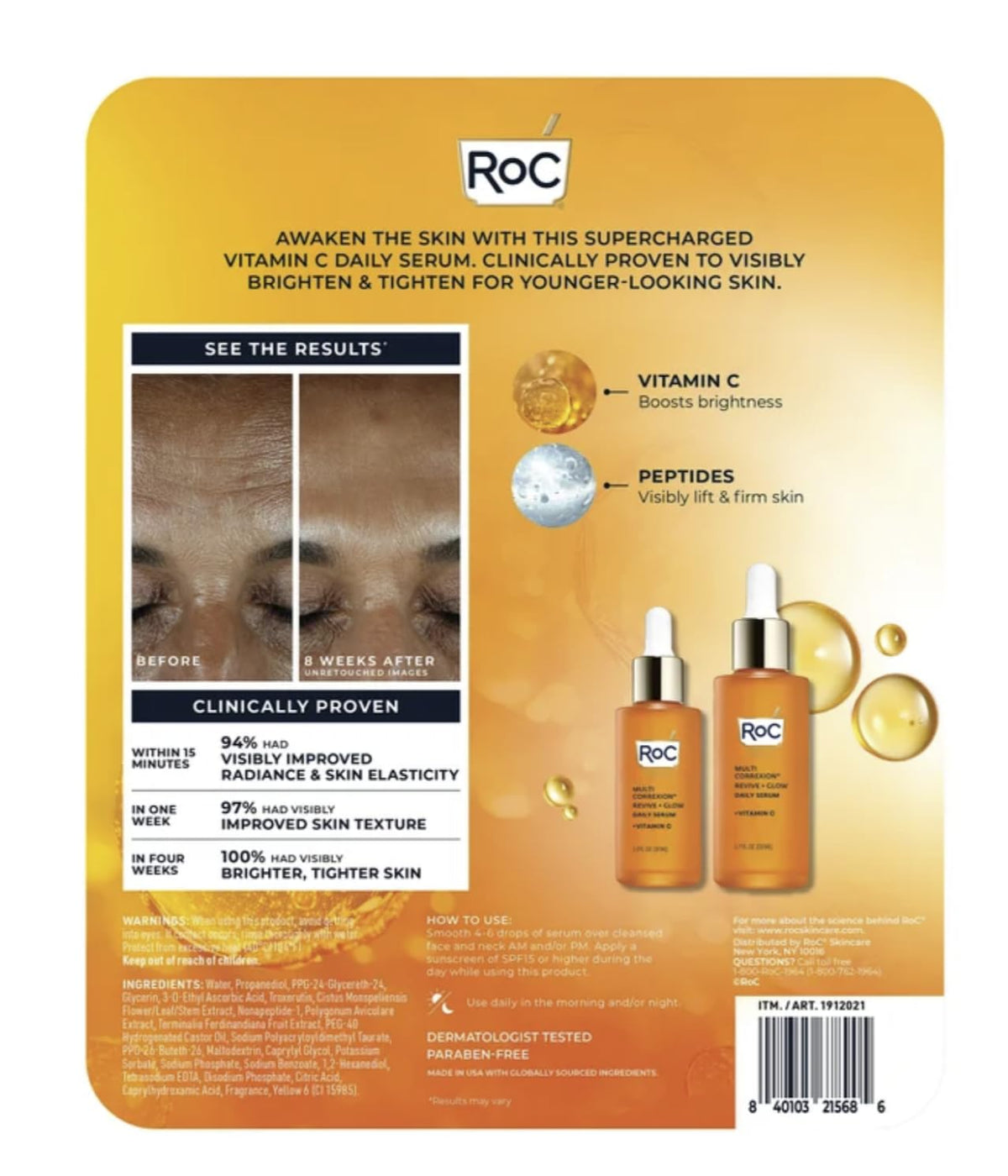 RoC illustrated before and after demonstrating visible brightening
