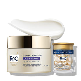 RoC crepe repair front jars showing product benefits and packaging