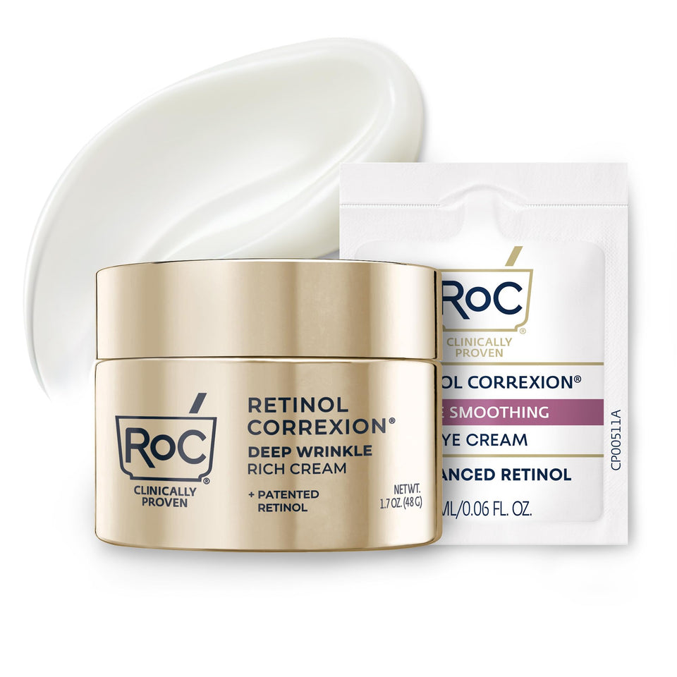 RoC jar front view showing product and clear anti‑aging benefits