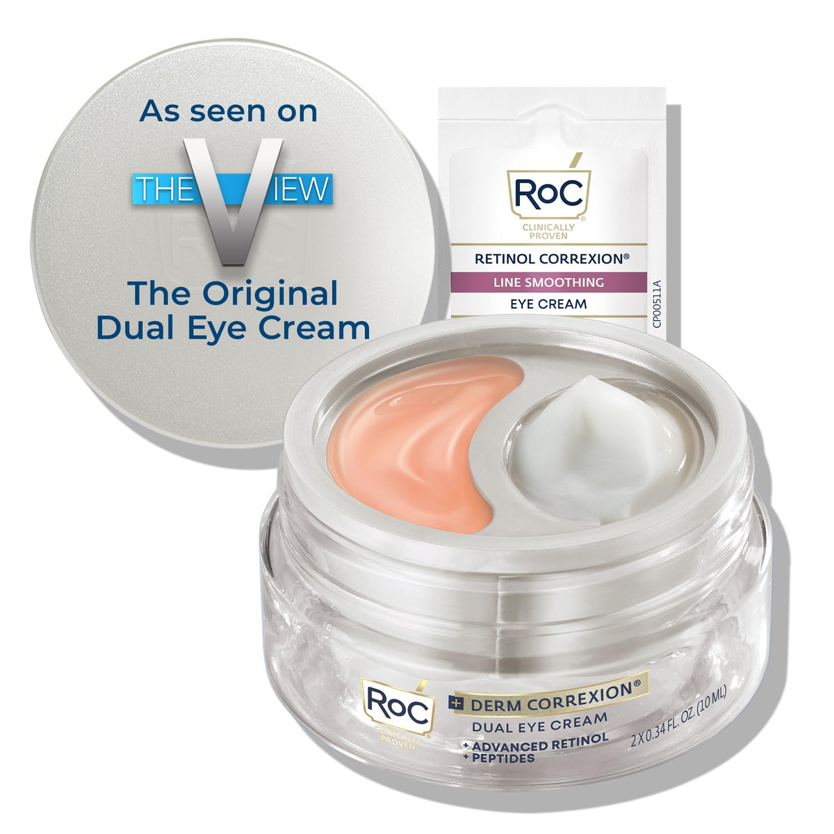 RoC front packaging showing dual eye cream for visible lift and depuffing