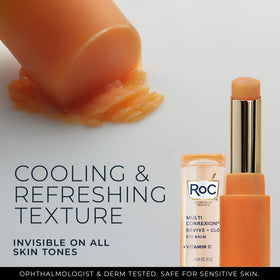 RoC product beside lipstick showing compact travel-friendly benefit
