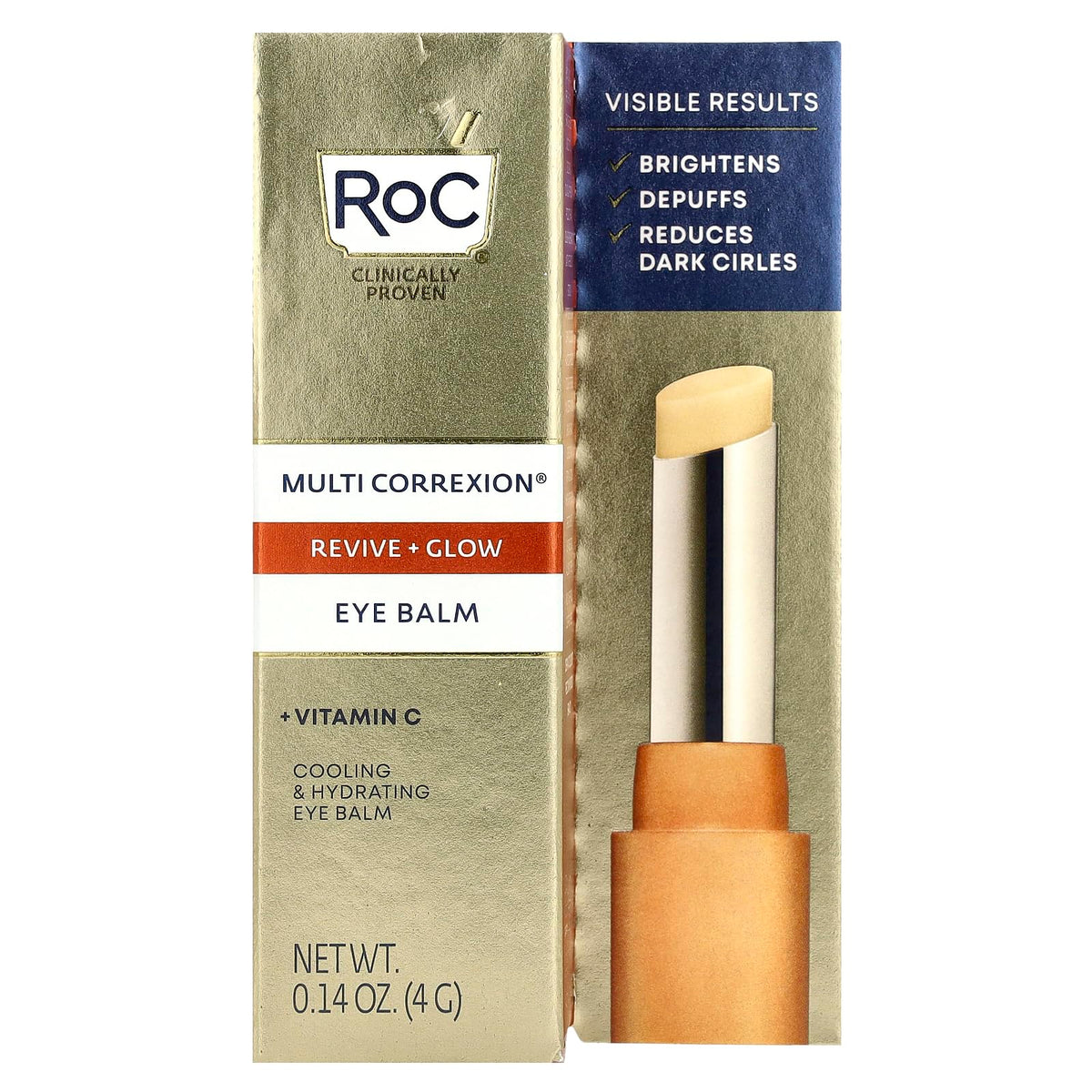 RoC close-up of clear balm texture highlighting vitamin C hydration benefit