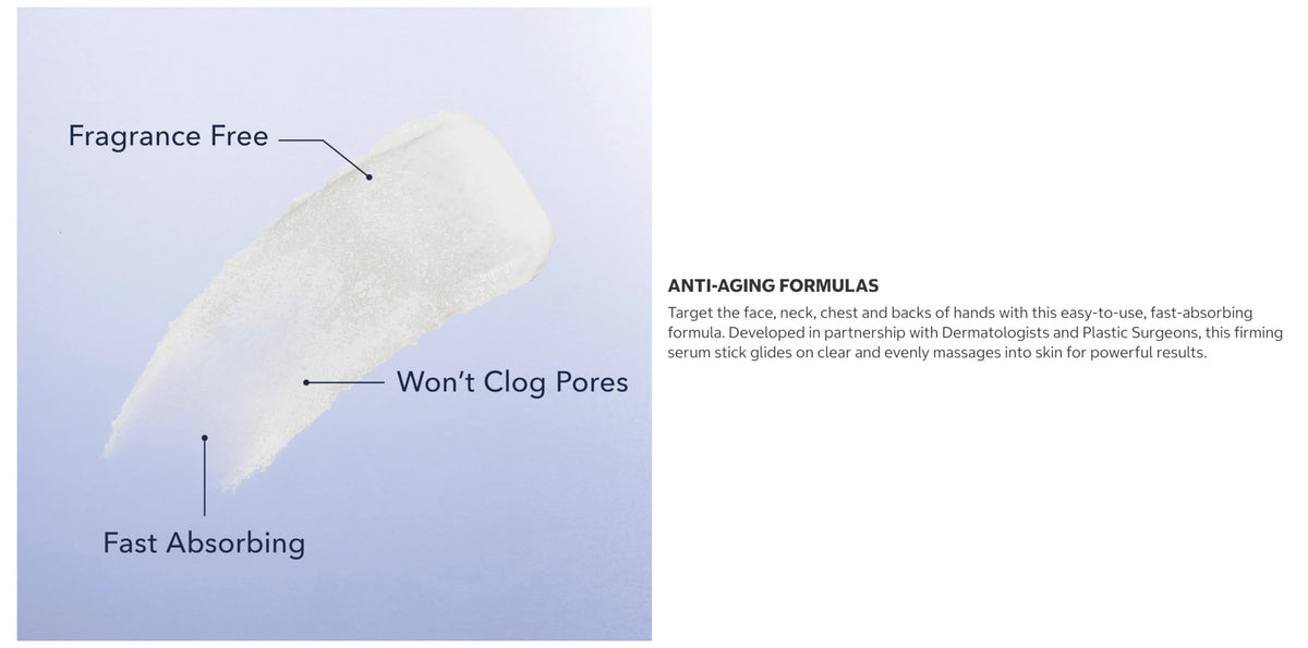 RoC using firming serum stick on lower face to reduce appearance of lines