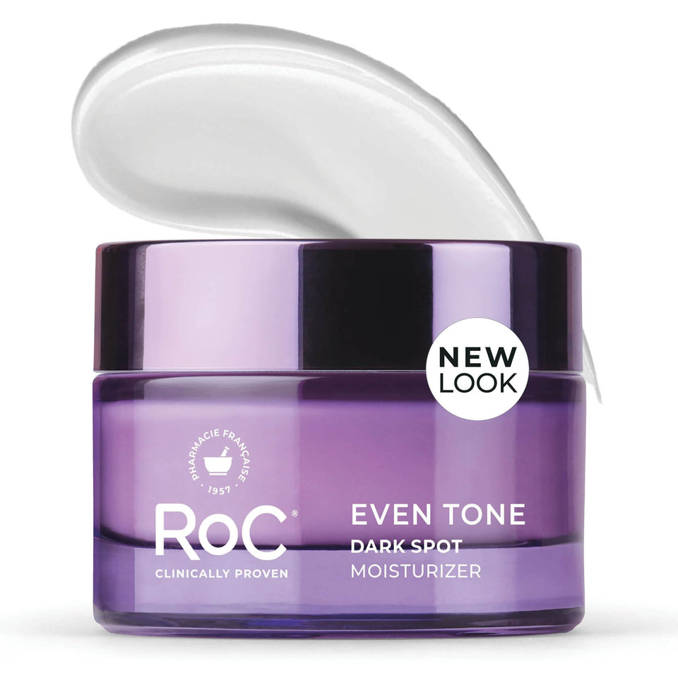 RoC front jar showing label and benefits for visible tone improvement