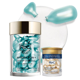 RoC front packaging showing 30 hyaluronic serum capsules, clear dosing benefit