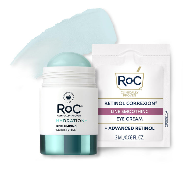 RoC hydration+ stick front packaging showing product name and benefit