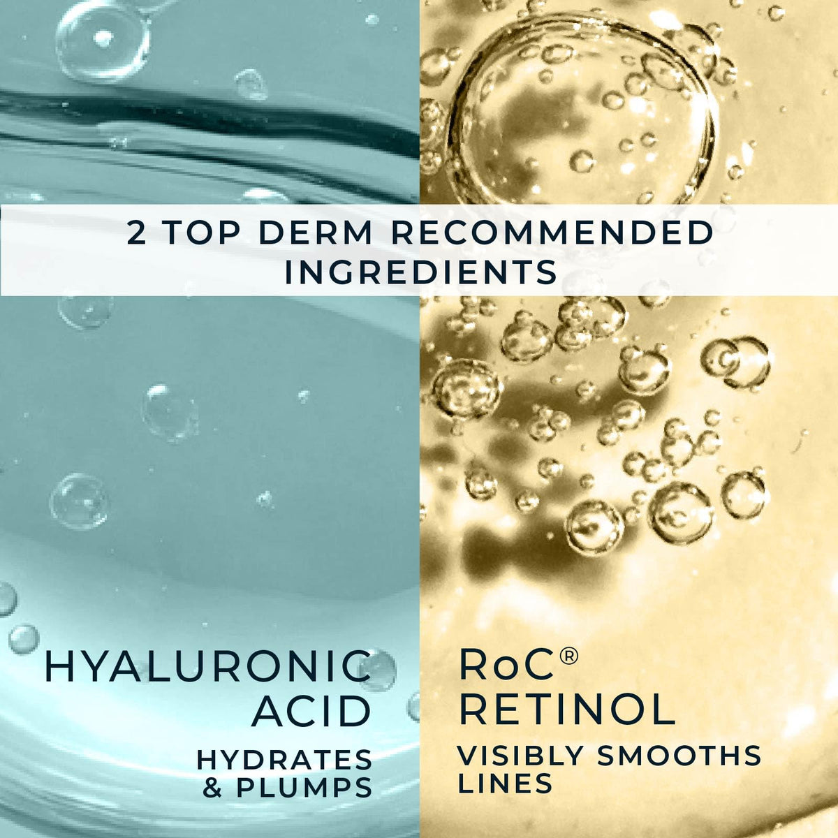 RoC label ingredients close-up highlighting retinol and hyaluronic acid benefits