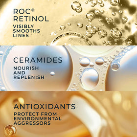 RoC label close-up highlighting Clinical Retinol and supportive ingredient benefits