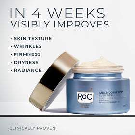 RoC skin closeup showing non-greasy finish and immediate hydrated appearance