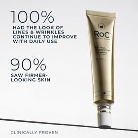 RoC cream on hand to show lightweight texture and quick absorption benefit