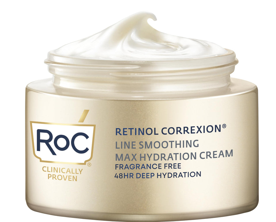 RoC jar front view showing packaging and product benefit of hydration