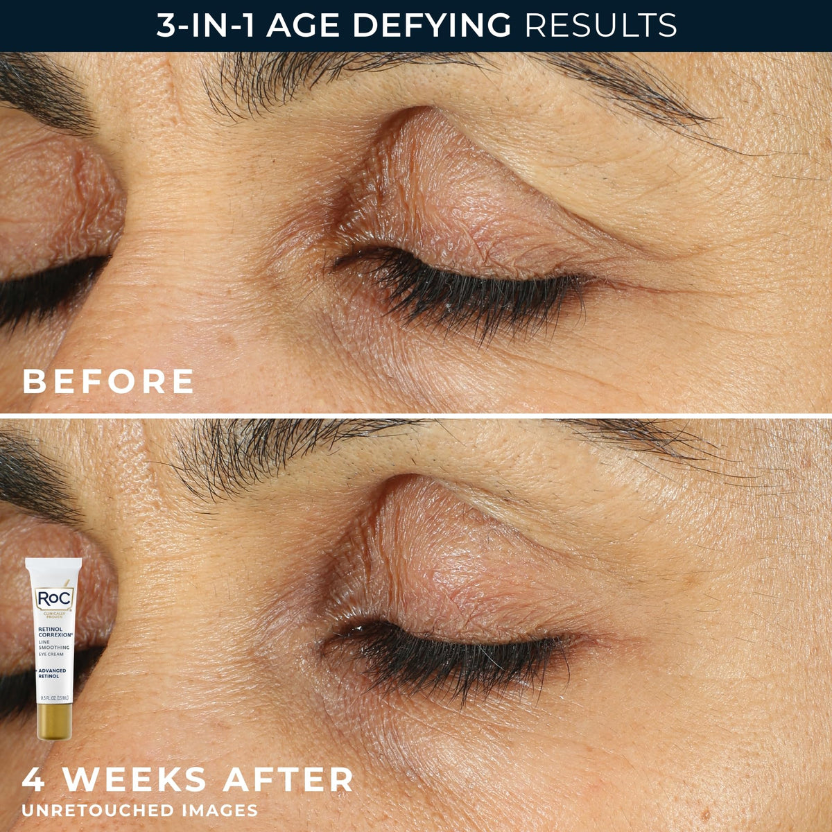 RoC night cream swatch on skin, demonstrates lightweight, non-greasy absorption