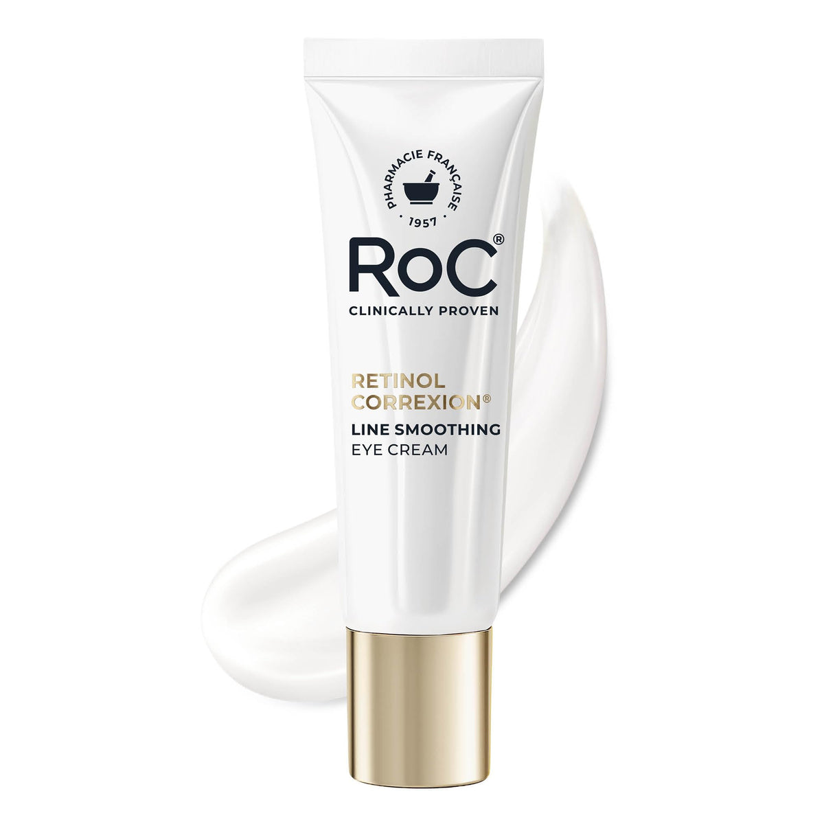 RoC retinol eye cream front view highlighting packaging and branding benefit