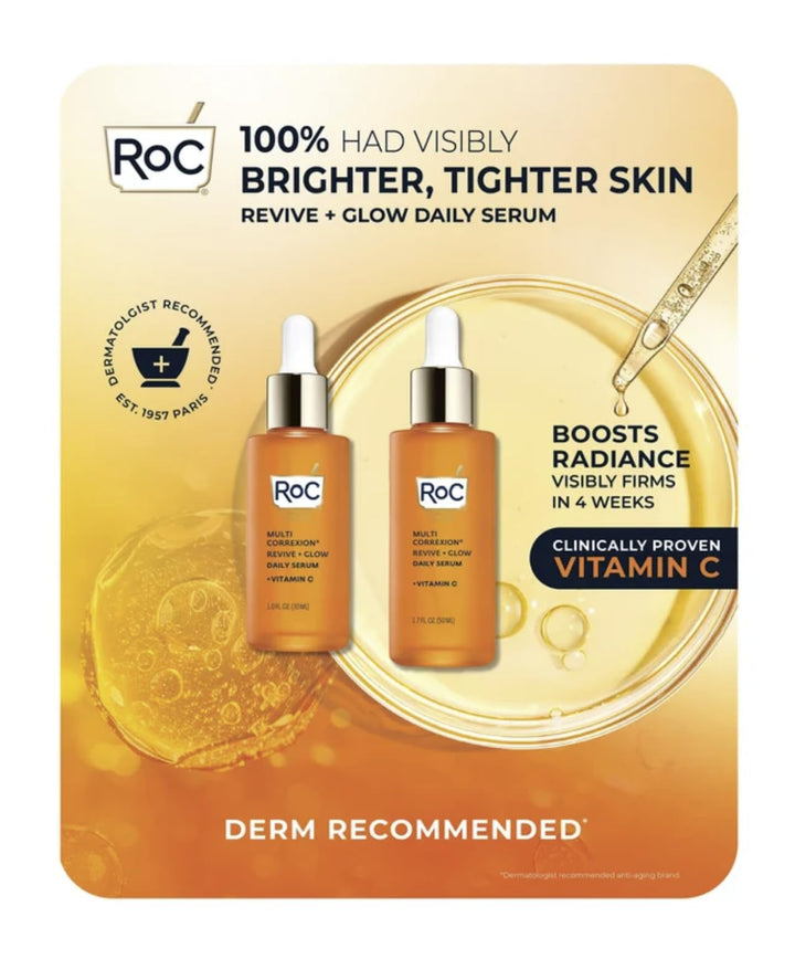 RoC front packaging showing the Revive & Glow set and key benefits