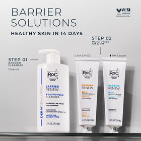 RoC bottle next to a hand for size scale and convenient everyday use visibility