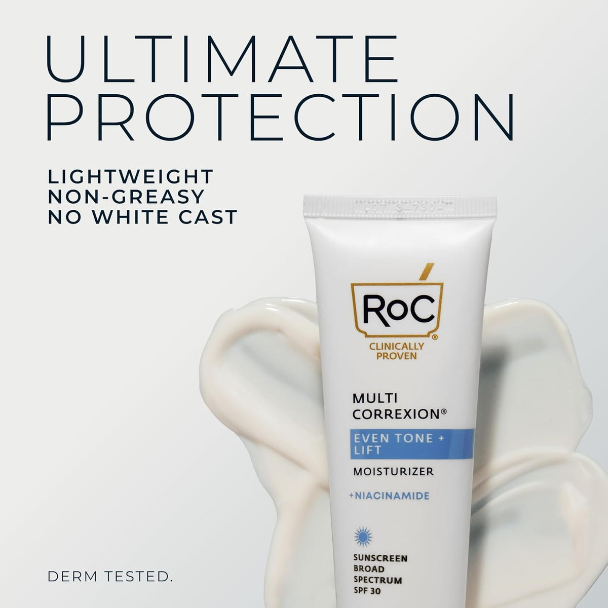 RoC cream texture close-up highlighting lightweight finish and hydration