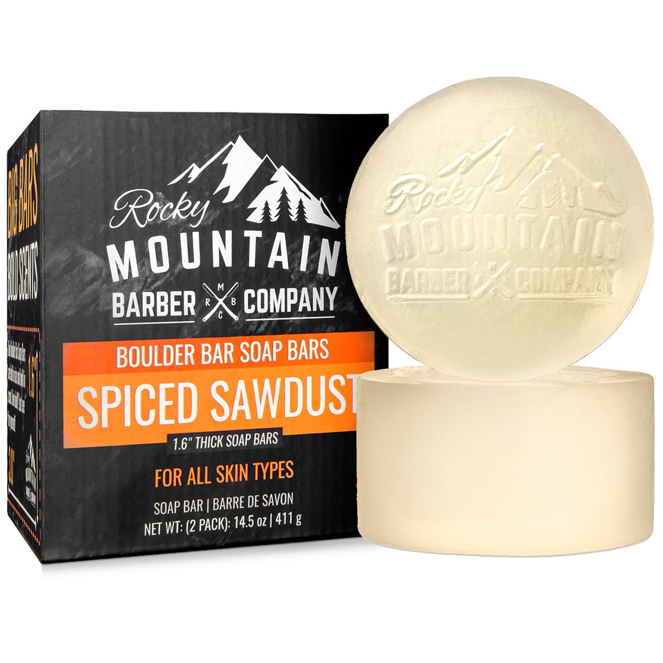 Rocky Mountain Barber Company front packaging showing two boulder bars and brand
