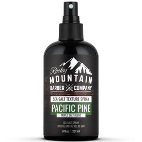 Rocky Mountain Barber Company front bottle view showing styling benefits