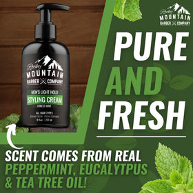 Rocky Mountain Barber Company on bathroom shelf in lifestyle setting for daily use