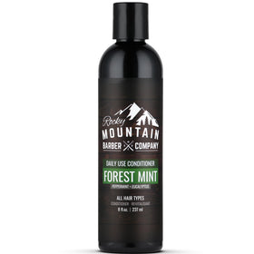 Rocky Mountain Barber Company front bottle shows 8oz label and easy-grip cap benefits