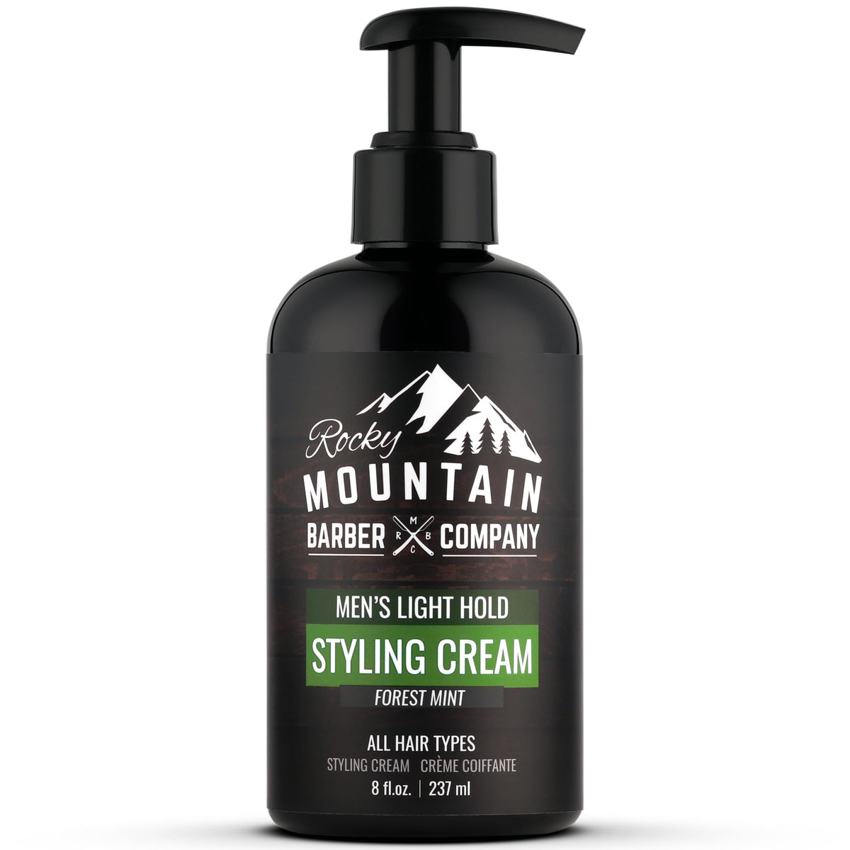 Rocky Mountain Barber Company front bottle showing clean label and size benefits