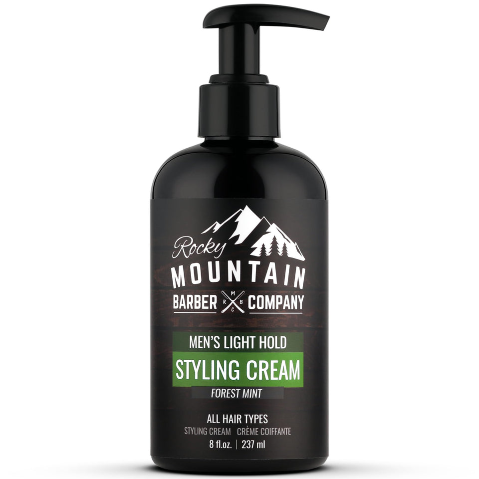 Rocky Mountain Barber Company front bottle showing clean label and size benefits