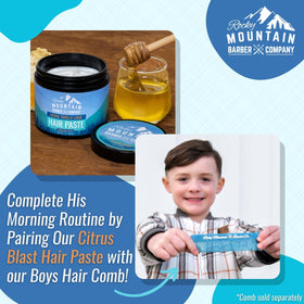 Rocky Mountain Barber Company citrus essential oil droplets near product emphasizing natural scent
