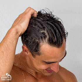 Rocky Mountain Barber Company product on bathroom counter in lifestyle setting for routine appeal