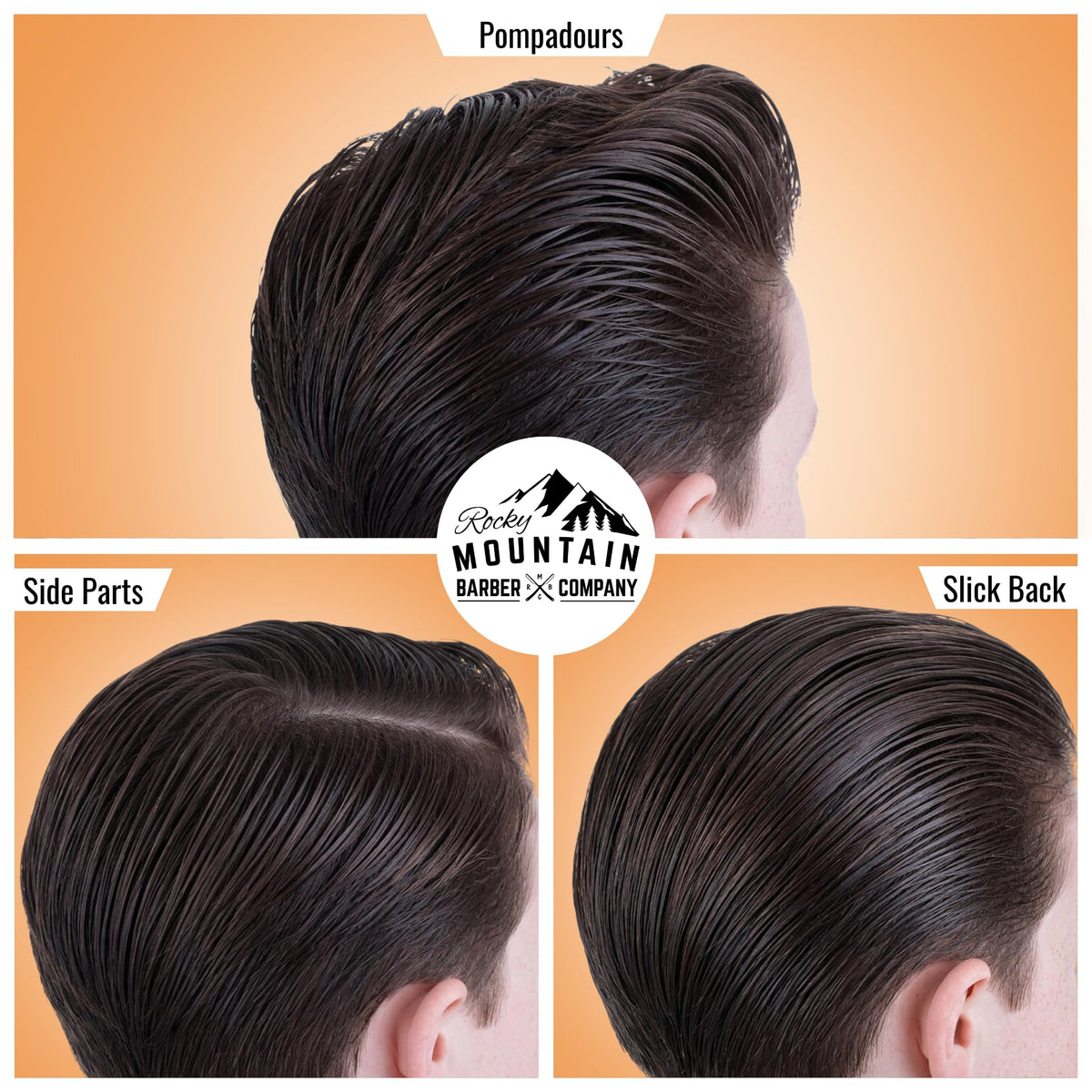 rocky mountain barber company styled pompadour on child shows firm hold and shine