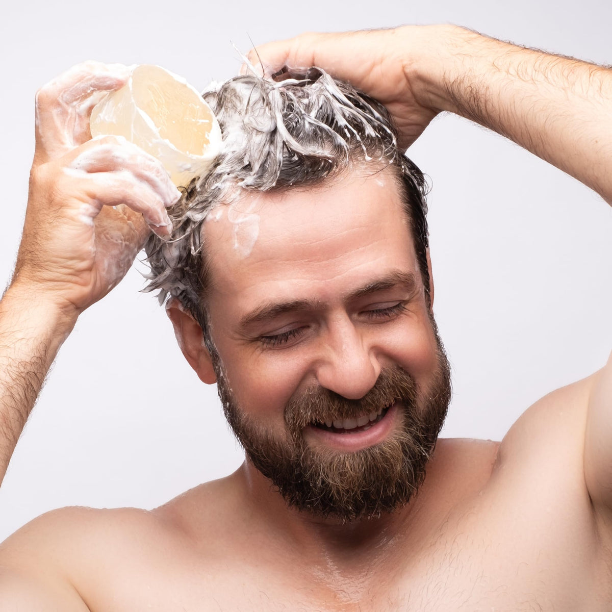 Rocky Mountain Barber Company rich lather in hand demonstrating moisturizing benefit