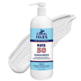 Rocky Mountain Sunscreen front view showing quart pump and SPF 50 protection