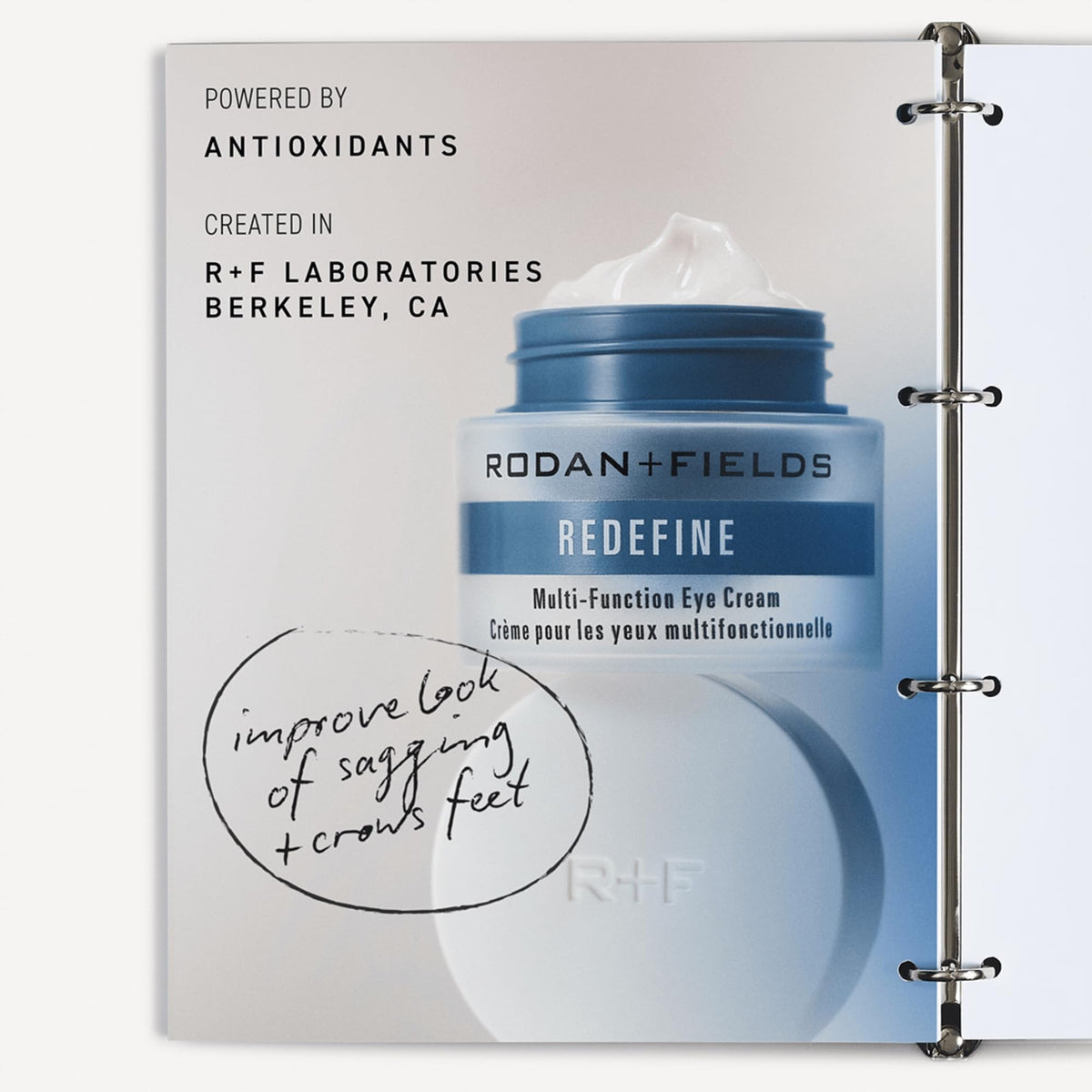 RODAN + FIELDS application under-eye demonstrating gentle patting method to reduce tugging