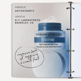 RODAN + FIELDS application under-eye demonstrating gentle patting method to reduce tugging