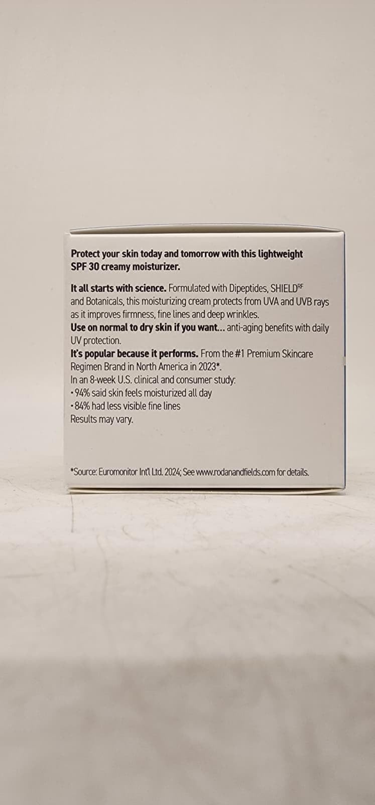 Rodan + Fields ingredient label close-up showing formulation transparency and reassurance