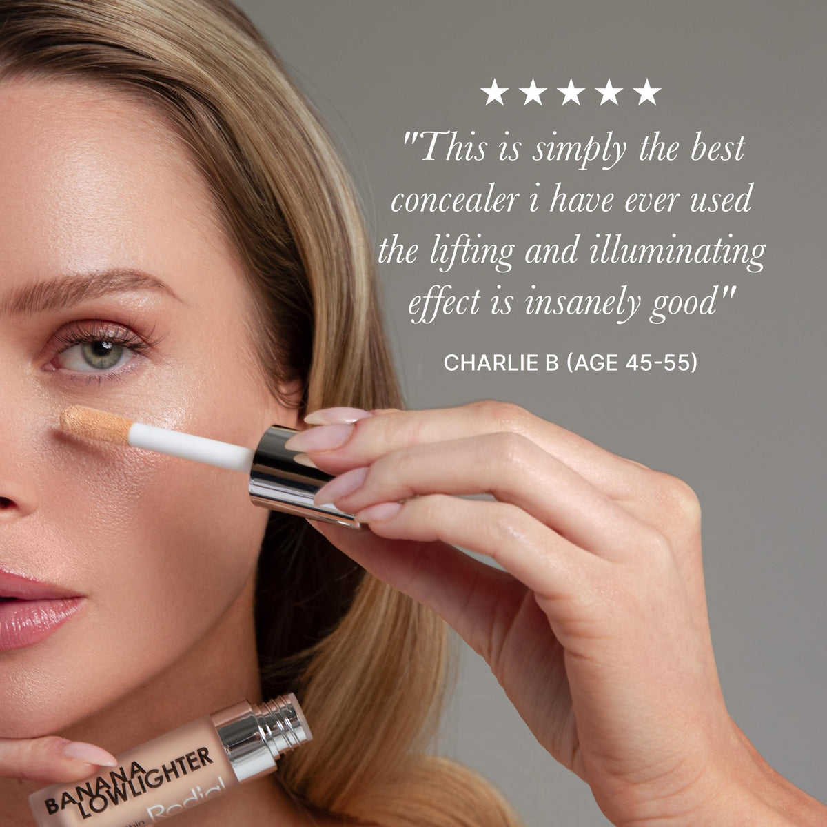 Rodial applying under-eye to reduce darkness and brighten tired skin