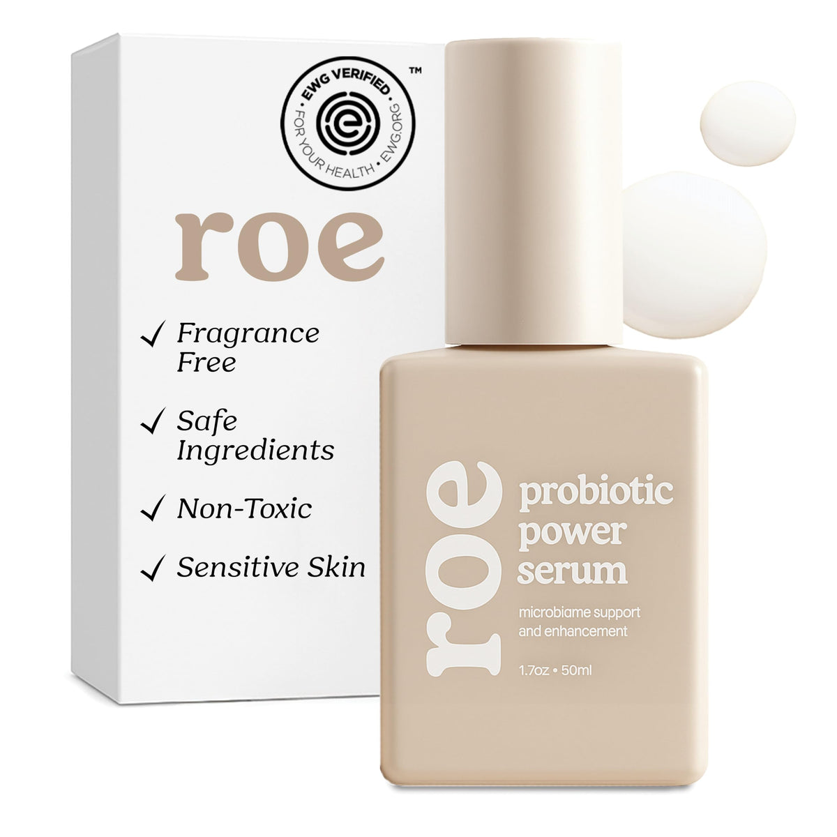 Roe Wellness baby serum front bottle shows clean packaging and safe formula