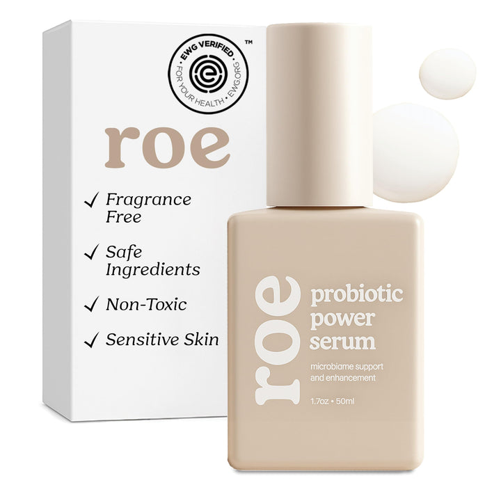 Roe Wellness baby serum front bottle shows clean packaging and safe formula