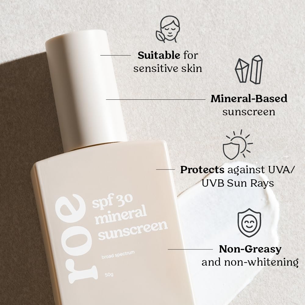 Roe Wellness sunscreen in beach scene with family and reef-safe benefit