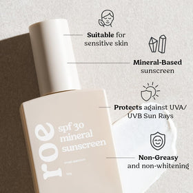 Roe Wellness sunscreen in beach scene with family and reef-safe benefit