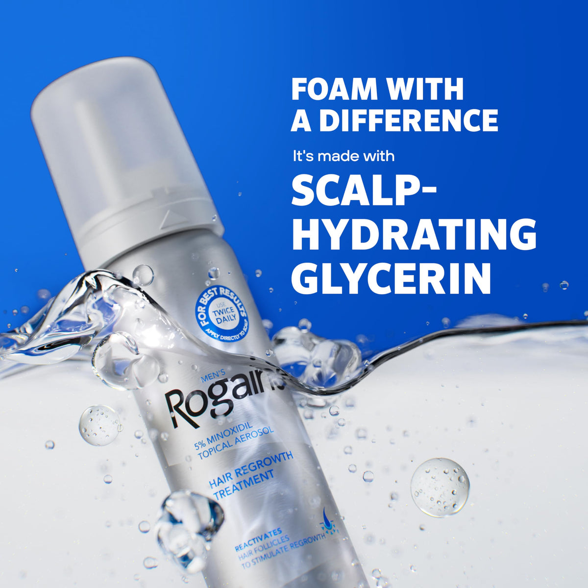 Rogaine foam applied to scalp demonstrating targeted regrowth application