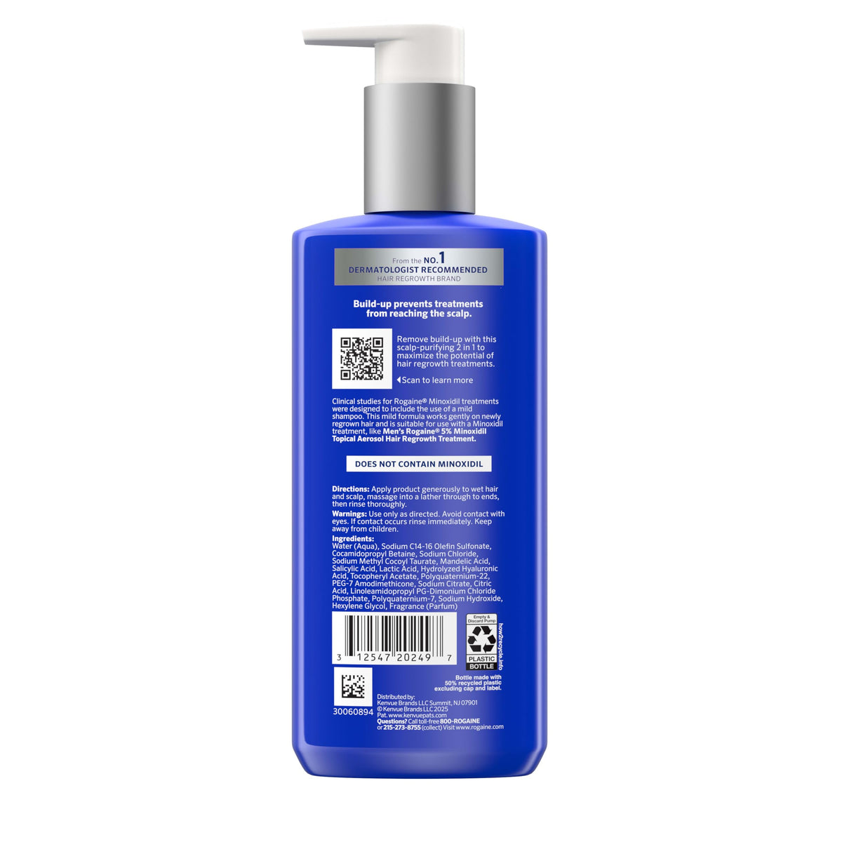 Rogaine back label displaying ingredients and usage directions clearly