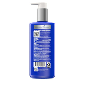 Rogaine on bathroom shelf styled in lifestyle scene conveying daily routine benefit