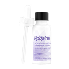 Rogaine dropper close-up applying measured dose, brand precision benefit