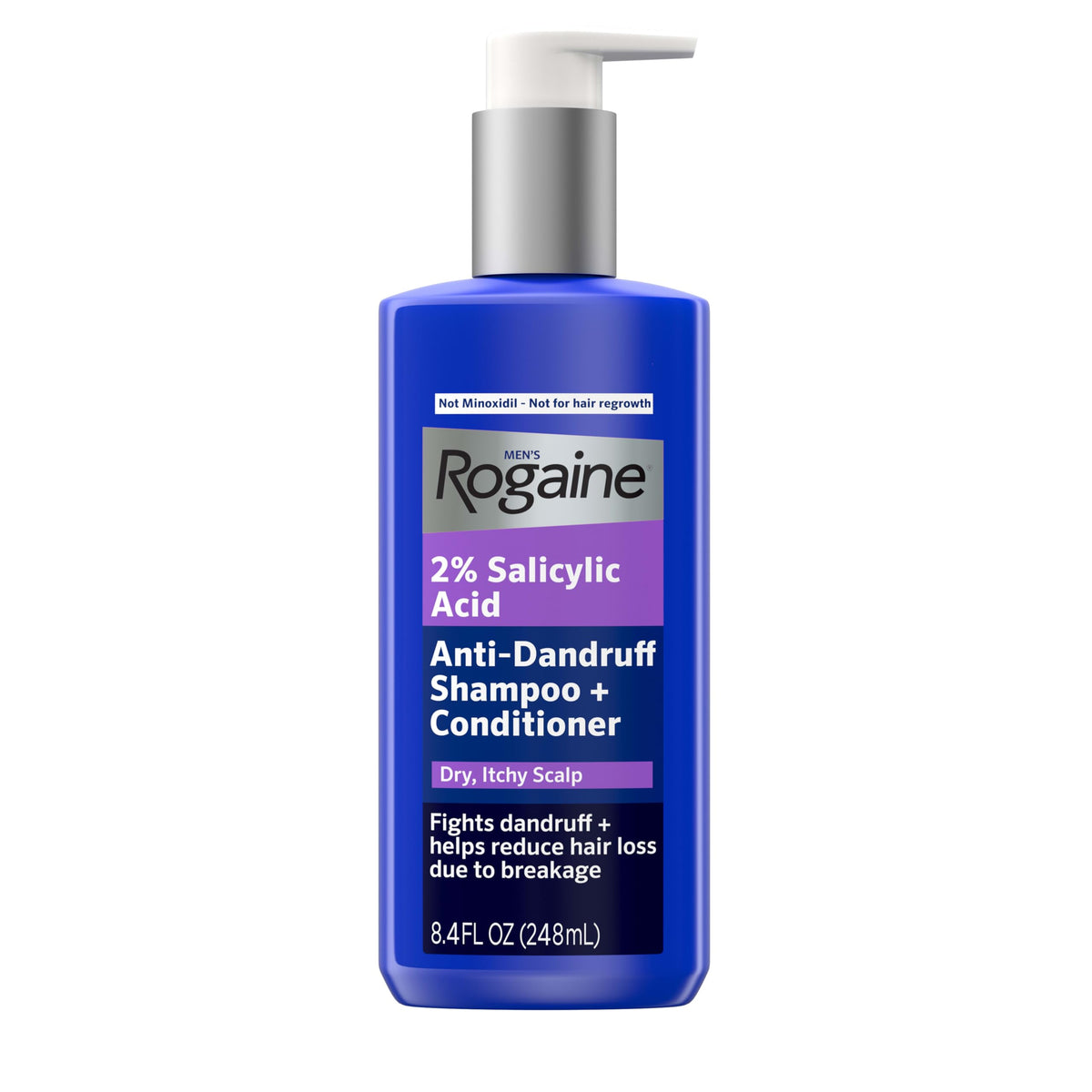 Rogaine front packaging 8.4 fl oz showing product name and benefits for clearer scalp