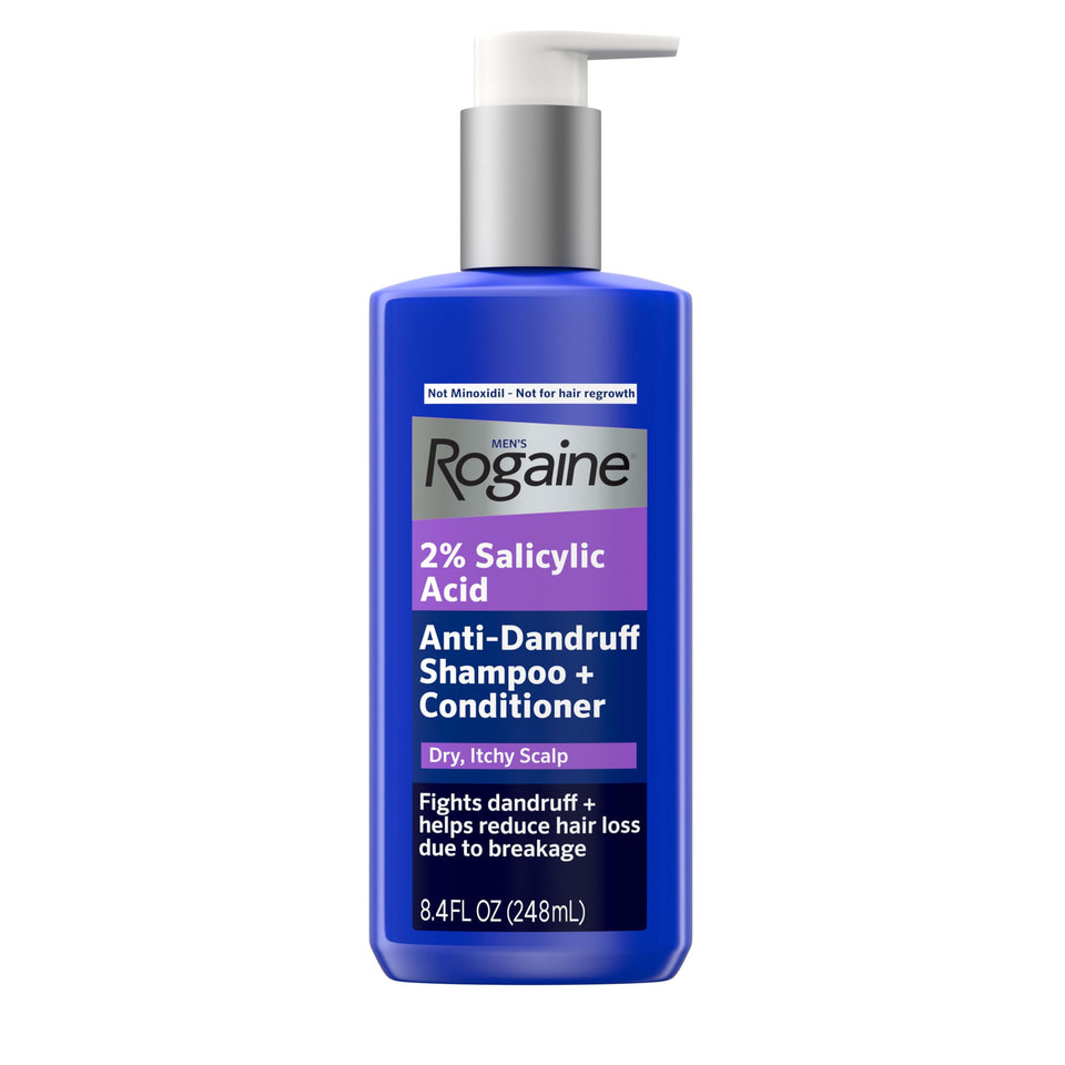Rogaine front packaging 8.4 fl oz showing product name and benefits for clearer scalp