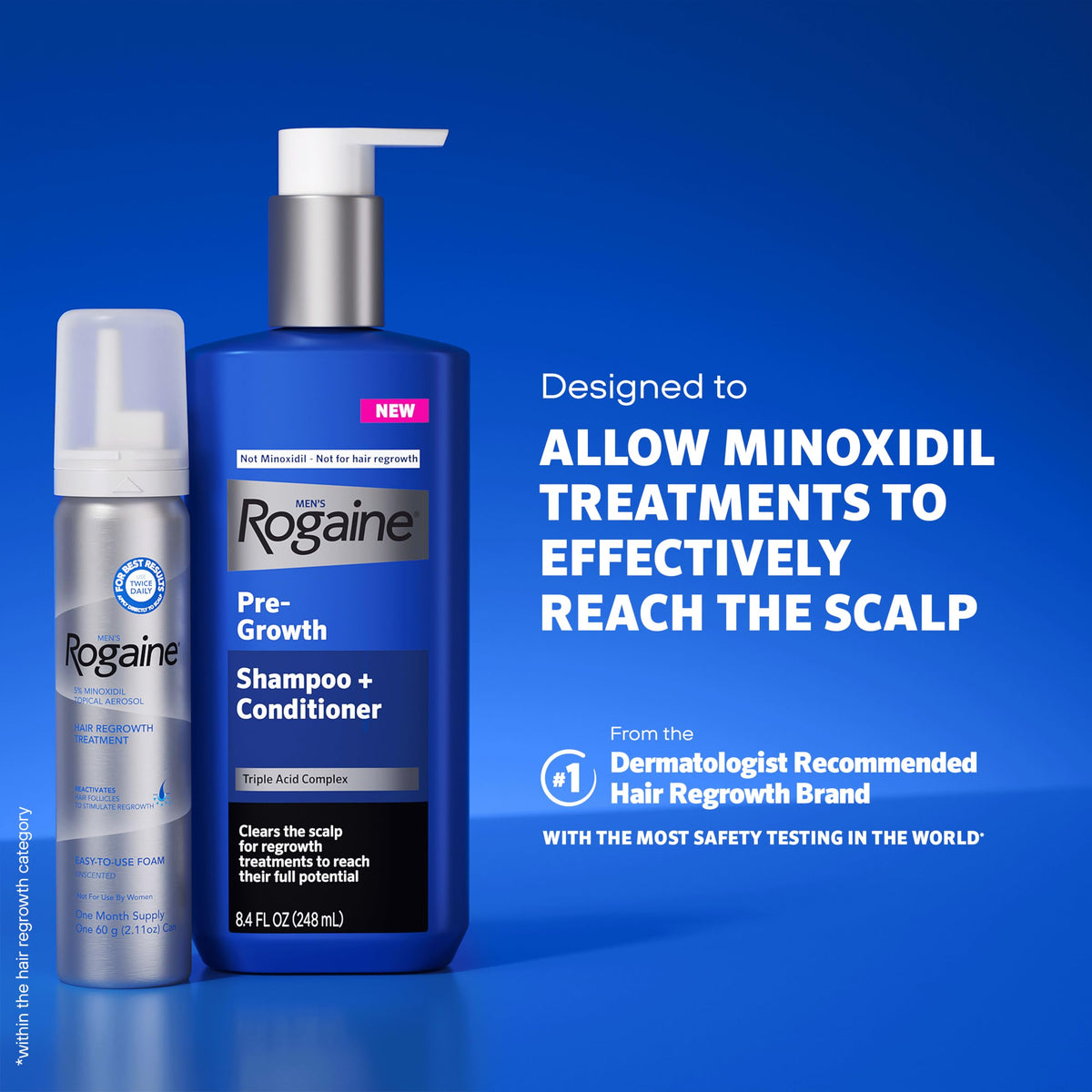 Rogaine bottle in shower being used to prep scalp before treatment