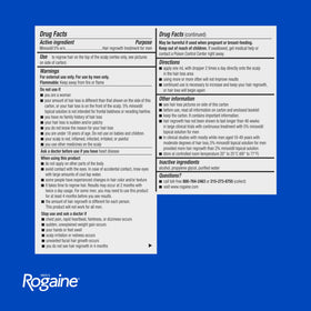 Rogaine packaging with instructions sheet showing clear dosing guidance benefit