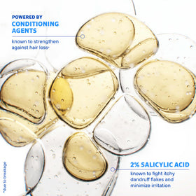 Rogaine texture lather on hands demonstrating gentle exfoliation and conditioning
