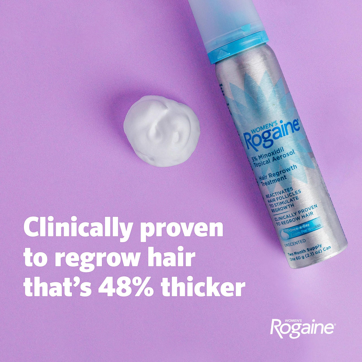 Rogaine canister close-up valve demonstrating easy dispensing and control