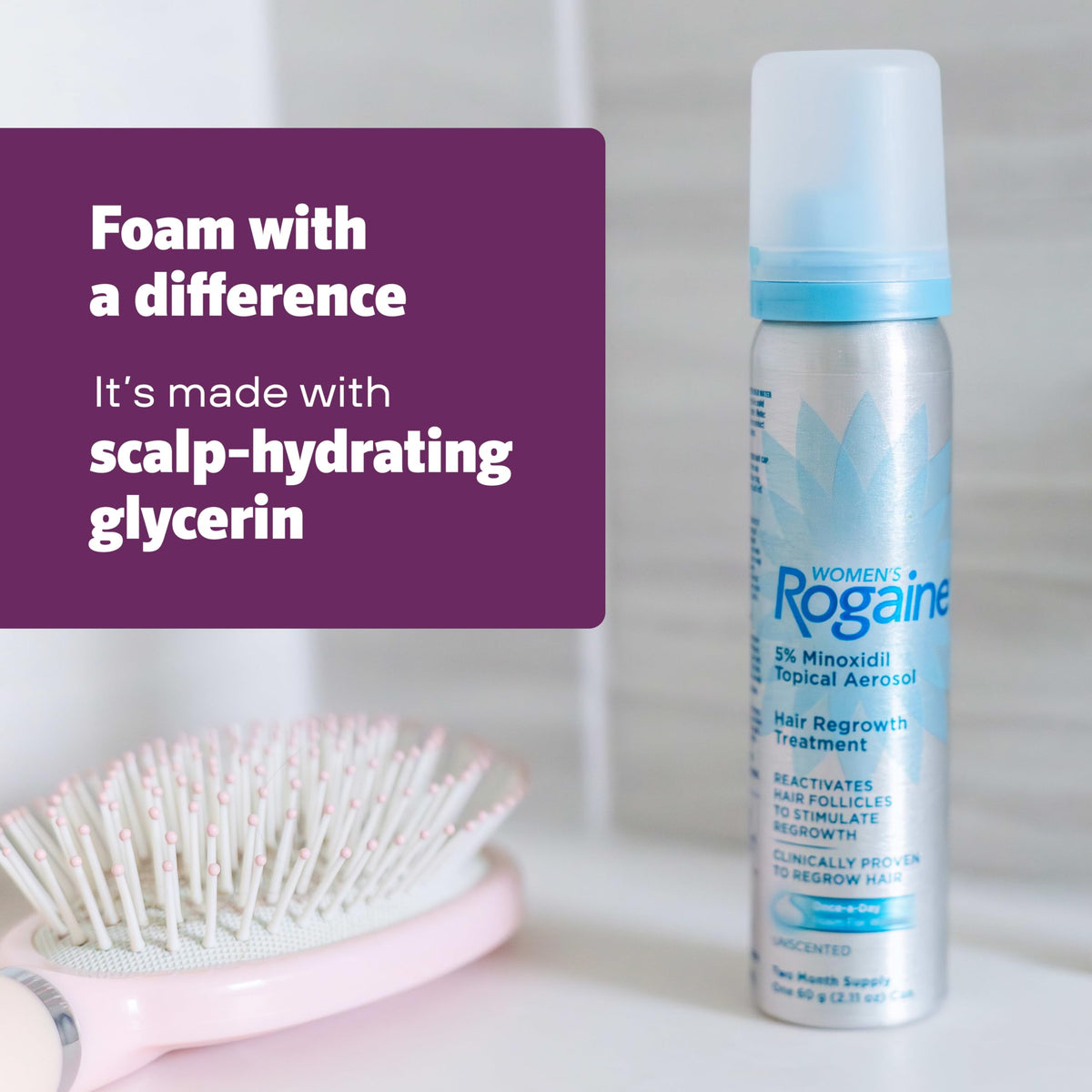 Rogaine foam on fingertips showing smooth texture for mess-free application